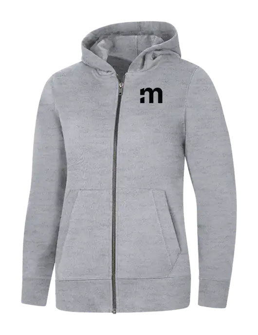 Womens Light Grey Heather Re-Fleece Full-Zip Hoodie w/m Icon Logo
