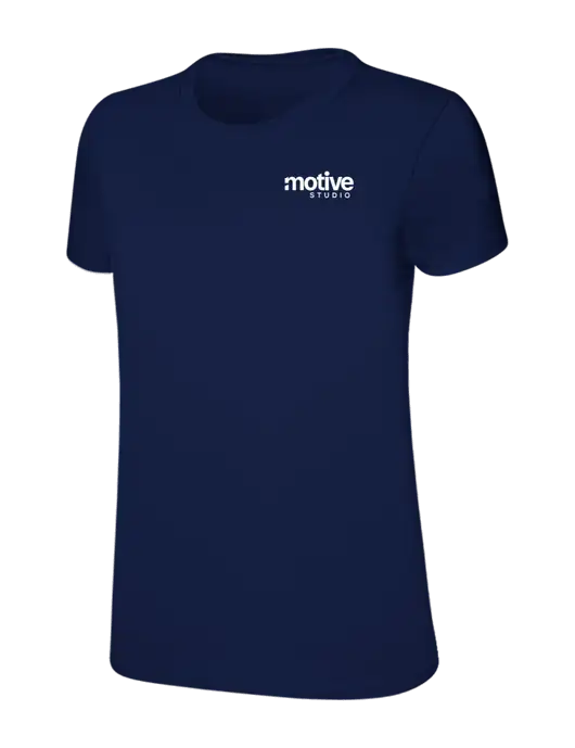 Womens Ring Spun Navy 4.5 oz T-Shirt w/Motive Studio Logo