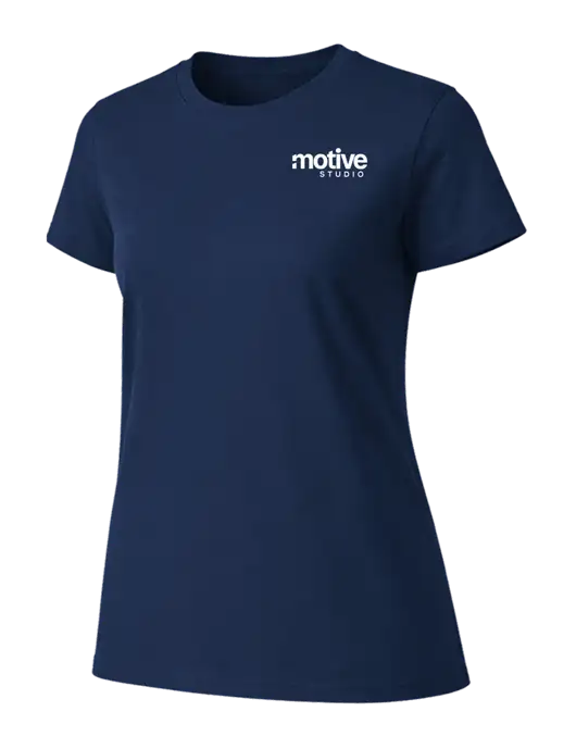Womens Ring Spun Navy 4.5 oz T-Shirt w/Motive Studio Logo