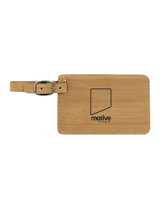Bamboo Leatherette Luggage Tag w/Motive Studio Logo