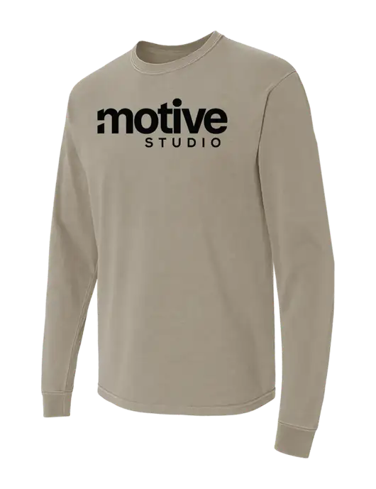 Comfort Colors Garment-Dyed Light Taupe Heavyweight Long Sleeve T-Shirt w/Motive Studio Logo