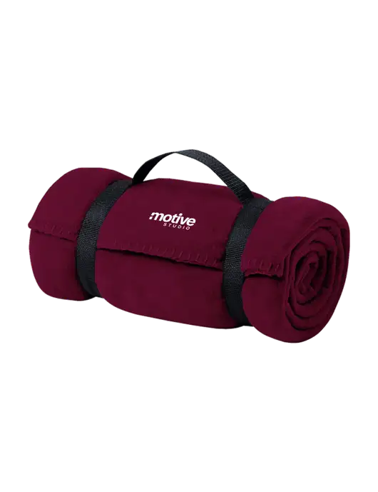 Casual Maroon Fleece Blanket With Strap w/Motive Studio Logo