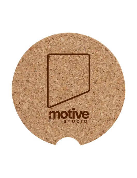 Cork Car Coaster, 2.5" w/Motive Studio Logo