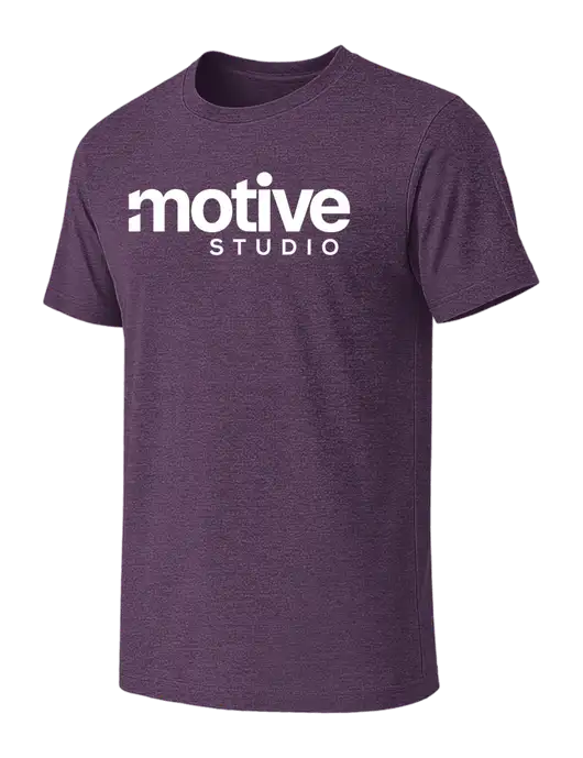 BELLA+CANVAS Heather Purple CVC Short Sleeve Tee w/Motive Studio Logo