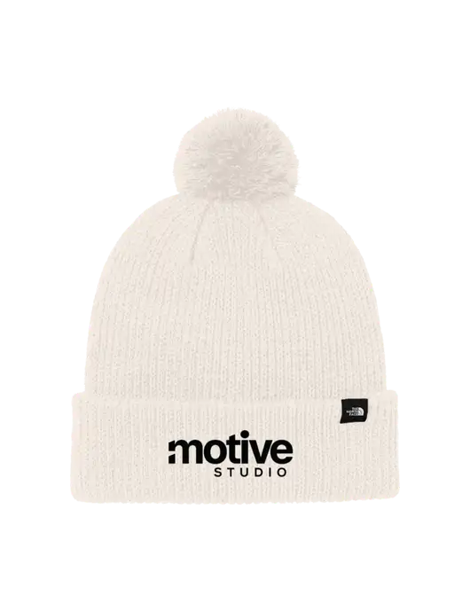The North Face Ivory Pom Beanie w/Motive Studio Logo