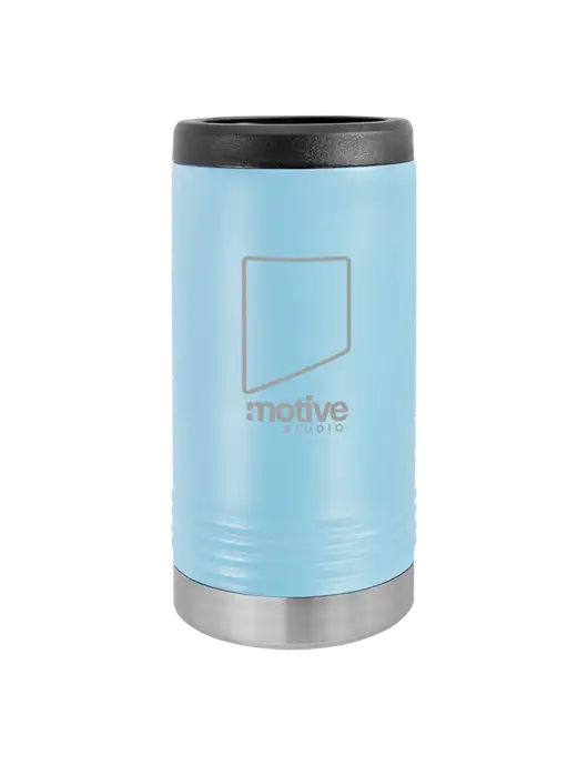 Polar Camel Powder Coated Light Blue Vacuum Insulated Slim Beverage Holder w/Motive Studio Logo