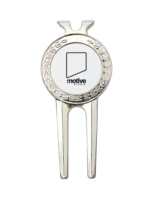 Silver Divot Tool, 1.5 x 3 w/Motive Studio Logo