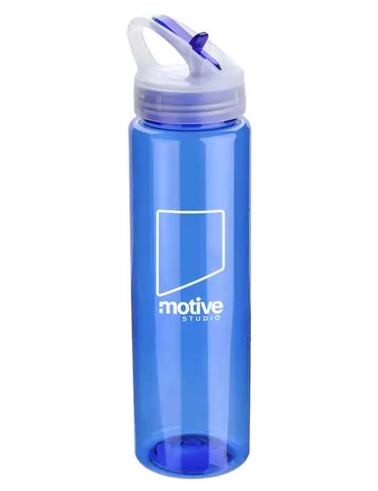 Buddy Blue 32 oz PET Bottle with Flip Lid w/Motive Studio Logo