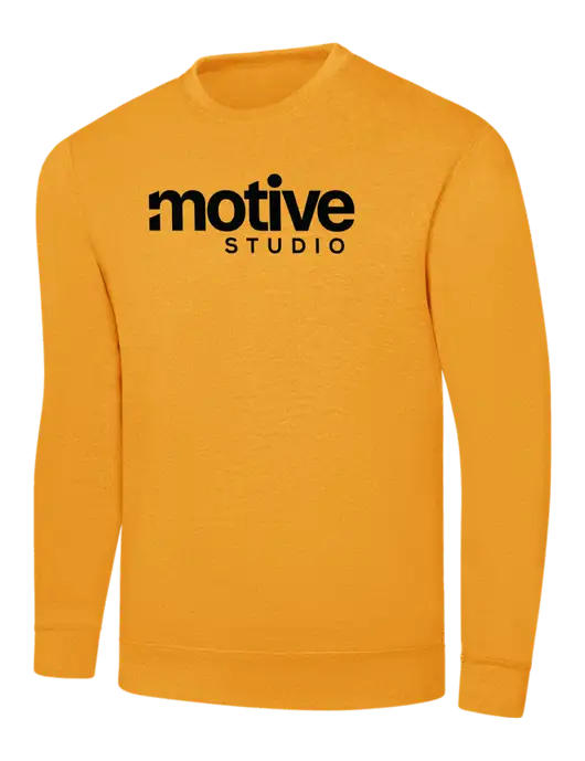 Gold 7.8 oz Ring Spun Crew Sweatshirt
 w/Motive Studio Logo