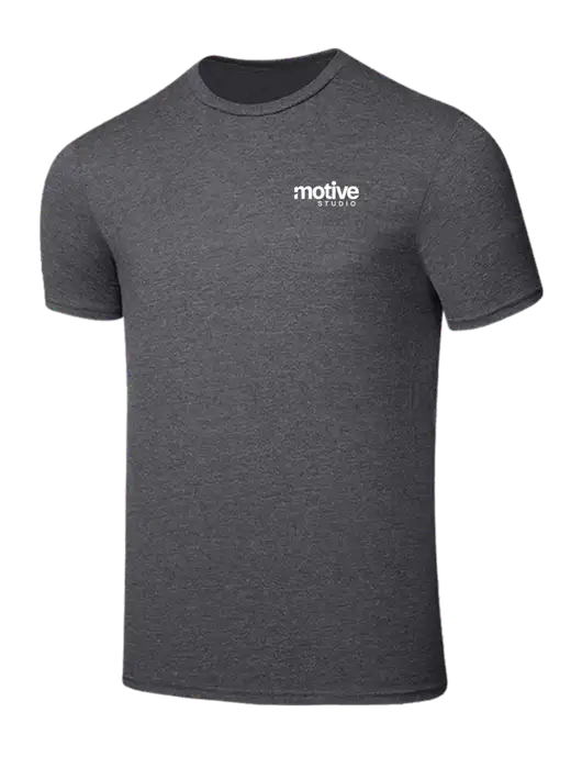 Seriously Soft Heathered Charcoal T-Shirt w/Motive Studio Logo