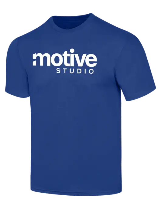 Simply Soft Dark Royal 4.5oz  Poly/Combed Ring Spun Cotton T-Shirt w/Motive Studio Logo