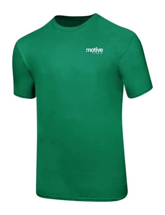 Ring Spun Kelly Green 4.5 oz T-Shirt w/Motive Studio Logo