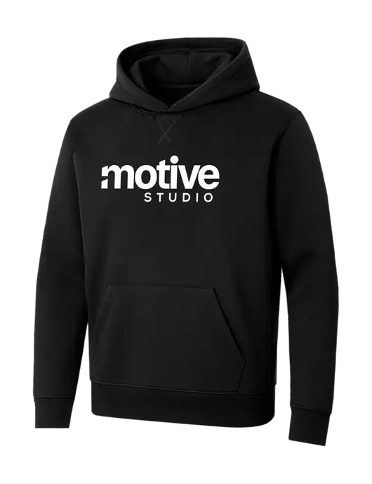 Allmade Deep Black Organic French Terry Pullover Hoodie w/Motive Studio Logo