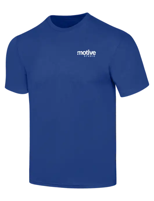 Simply Soft Dark Royal 4.5oz  Poly/Combed Ring Spun Cotton T-Shirt w/Motive Studio Logo