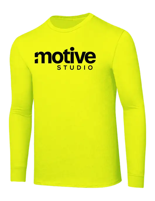 Core Blend Safety Yellow Long Sleeve Tee w/Motive Studio Logo