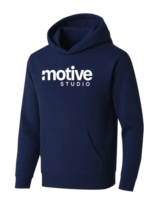 BELLA+CANVAS Navy Sponge Fleece Pullover Hoodie w/Motive Studio Logo