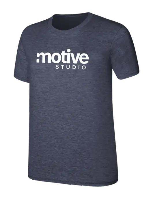Womens Ring Spun Heather Navy 4.5 oz T-Shirt w/Motive Studio Logo