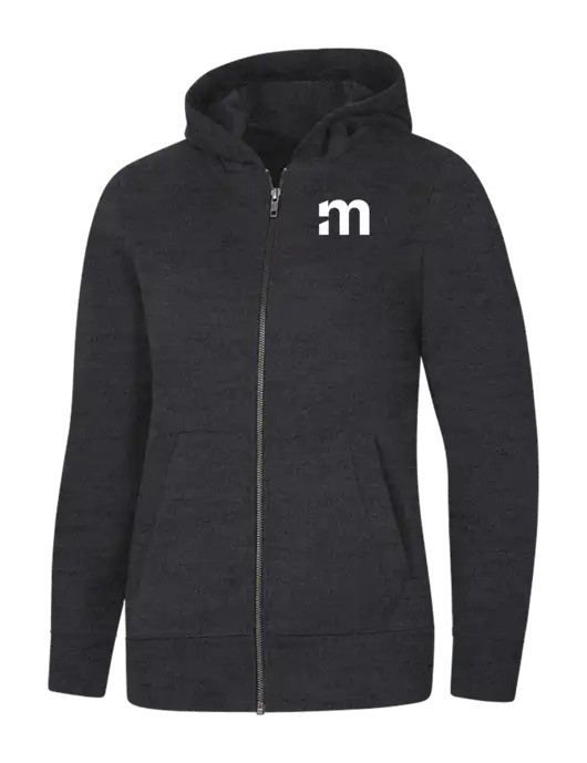 Womens Charcoal Heather Re-Fleece Full-Zip Hoodie w/m Icon Logo
