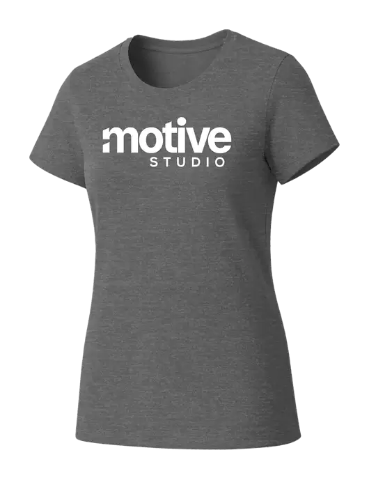 Womens Seriously Soft Grey Frost T-Shirt w/Motive Studio Logo