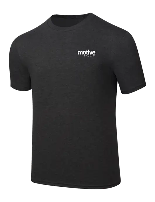Simply Soft Black Frost 4.5oz  Poly/Combed Ring Spun Cotton T-Shirt w/Motive Studio Logo