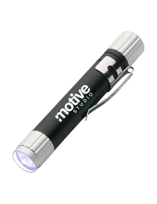 Black Aluminum LED Penlight w/Motive Studio Logo