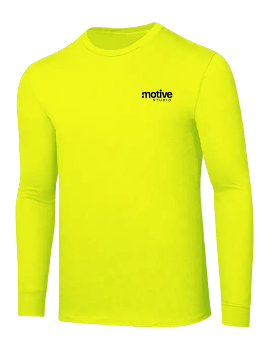 Core Blend Safety Yellow Long Sleeve Tee w/Motive Studio Logo