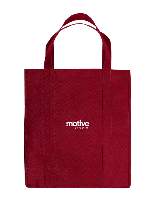 Eco Reusable Jumbo Maroon Shopping Bag w/Motive Studio Logo