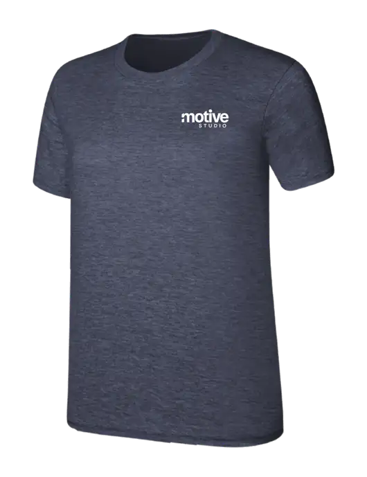 Womens Ring Spun Heather Navy 4.5 oz T-Shirt w/Motive Studio Logo