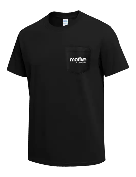 Black Heavyweight 6.1 oz Pocket T-Shirt w/Motive Studio Logo