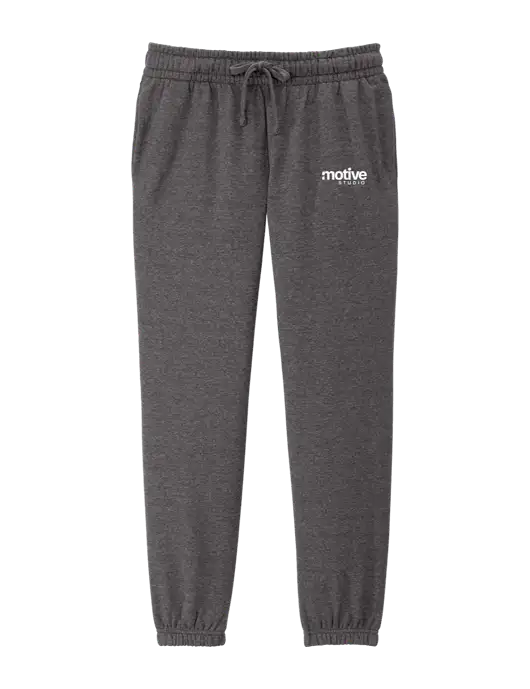District Womens Heathered Charcoal Fleece Sweatpants w/Motive Studio Logo