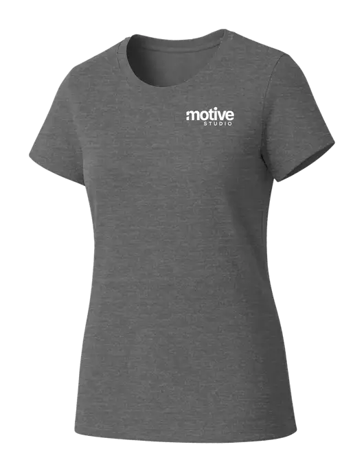 Womens Seriously Soft Grey Frost T-Shirt w/Motive Studio Logo