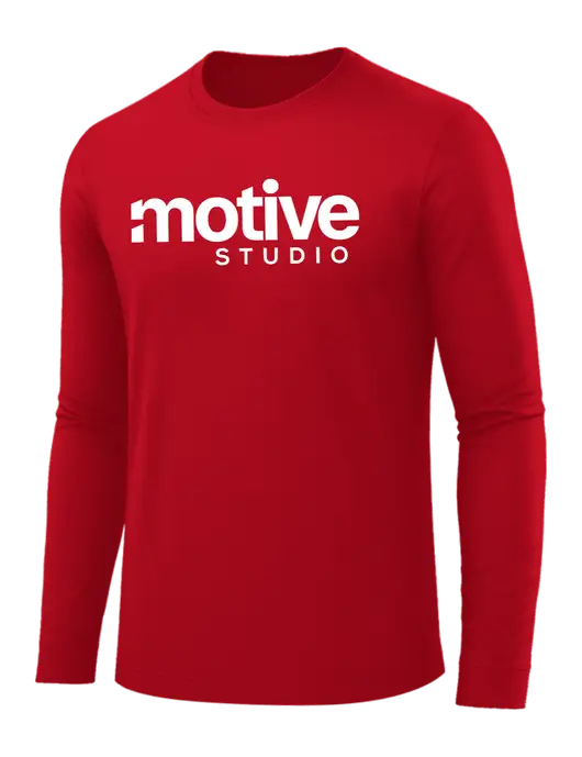Long Sleeve Red PosiCharge Competitor Tee w/Motive Studio Logo
