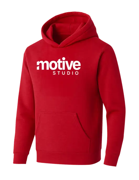 BELLA+CANVAS Red Sponge Fleece Pullover Hoodie w/Motive Studio Logo