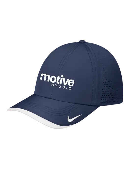 Nike Navy/White Dri-FIT Perforated Performance Cap w/Motive Studio Logo