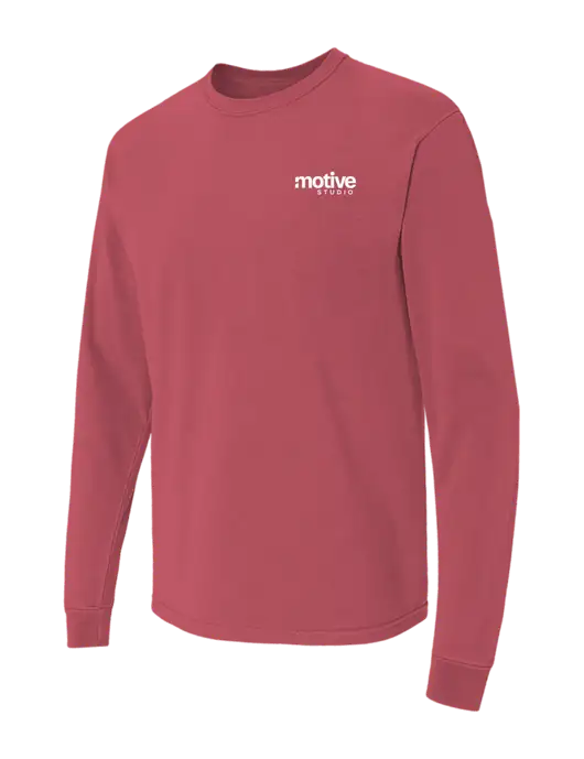 Comfort Colors Garment-Dyed Light Maroon Heavyweight Long Sleeve T-Shirt w/Motive Studio Logo