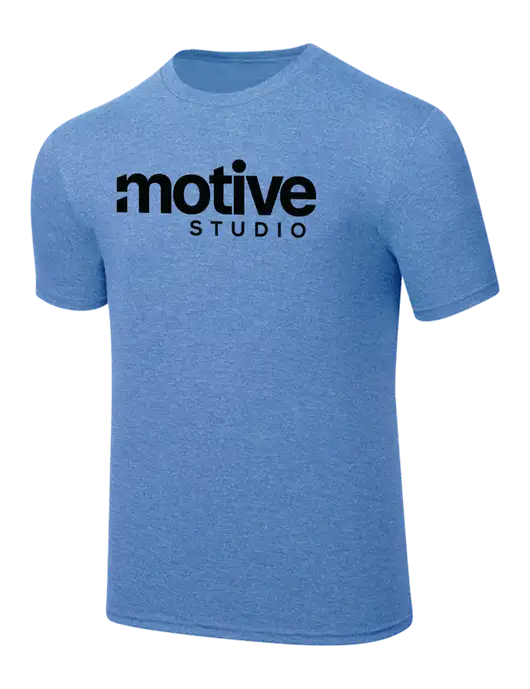 Simply Soft Carolina Blue Frost 4.5oz  Poly/Combed Ring Spun Cotton T-Shirt w/Motive Studio Logo