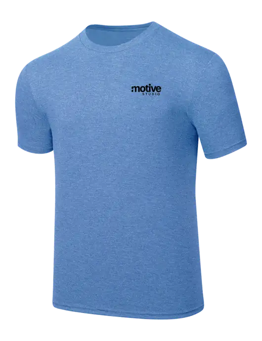 Simply Soft Carolina Blue Frost 4.5oz  Poly/Combed Ring Spun Cotton T-Shirt w/Motive Studio Logo