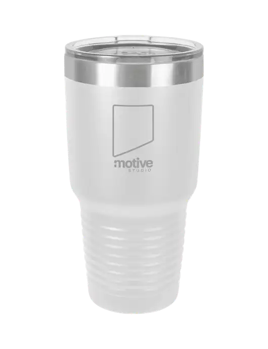 Polar Camel 30 oz Powder Coated White Vacuum Insulated Tumbler  w/Motive Studio Logo
