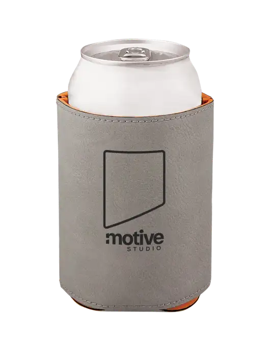 Grey Leatherette Beverage Holder w/Motive Studio Logo