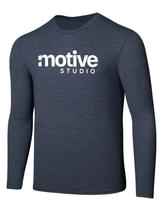 Seriously Soft Heathered Navy Long Sleeve T-Shirt w/Motive Studio Logo