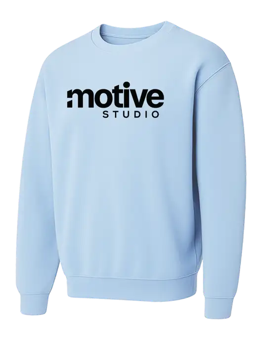 Comfort Colors Garment-Dyed Lightweight Light Blue Fleece Crewneck Sweatshirt w/Motive Studio Logo