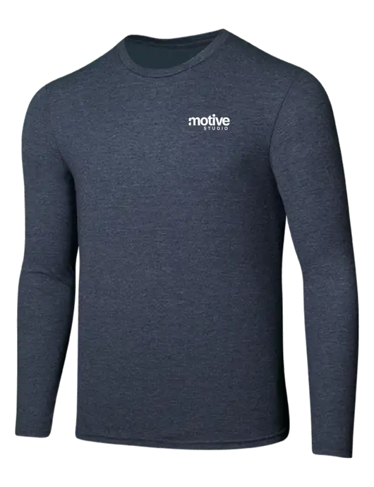 Seriously Soft Heathered Navy Long Sleeve T-Shirt w/Motive Studio Logo