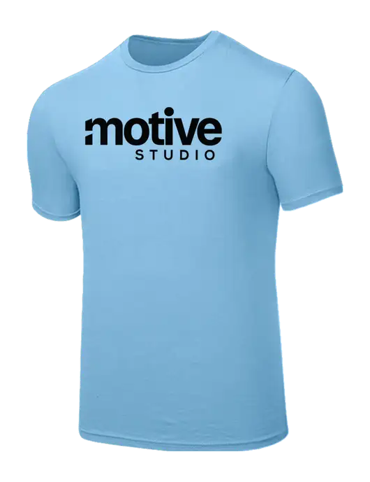 Seriously Soft Light Blue T-Shirt w/Motive Studio Logo