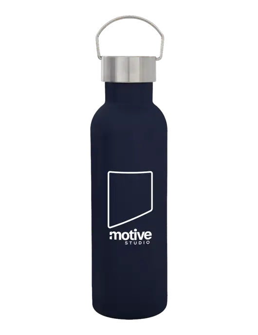 28 oz Dark Navy Bubbli Stainless Steel Bottle w/Motive Studio Logo