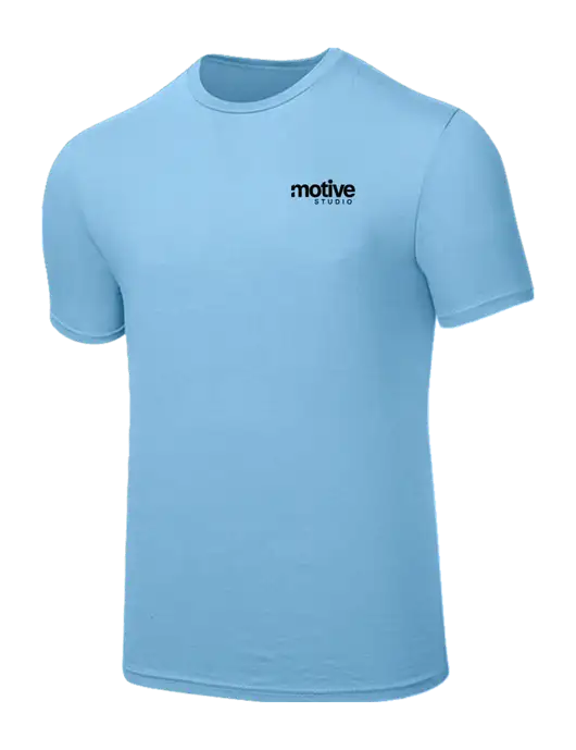 Seriously Soft Light Blue T-Shirt w/Motive Studio Logo