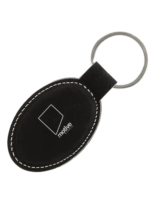 Black Leatherette Oval Keychain w/Motive Studio Logo