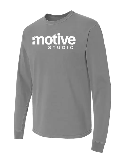 Comfort Colors Garment-Dyed Medium Grey Heavyweight Long Sleeve T-Shirt w/Motive Studio Logo