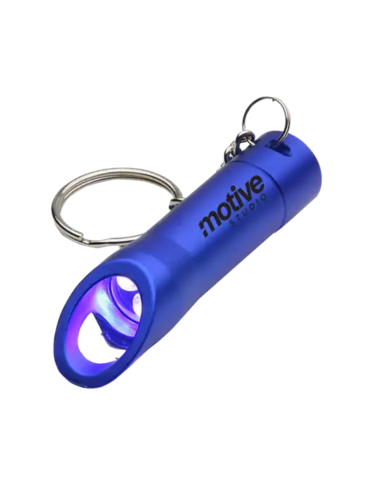 Royal Pocket LED Flashlight with Bottle Opener & Keychain w/Motive Studio Logo