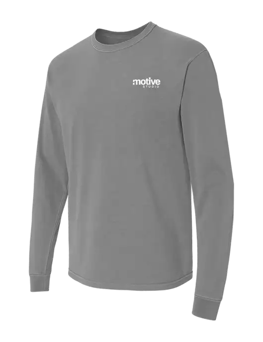 Comfort Colors Garment-Dyed Medium Grey Heavyweight Long Sleeve T-Shirt w/Motive Studio Logo
