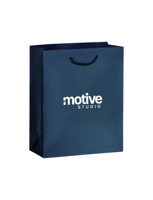 Dark Navy Gift Bag Matte 8x10 w/Motive Studio Logo